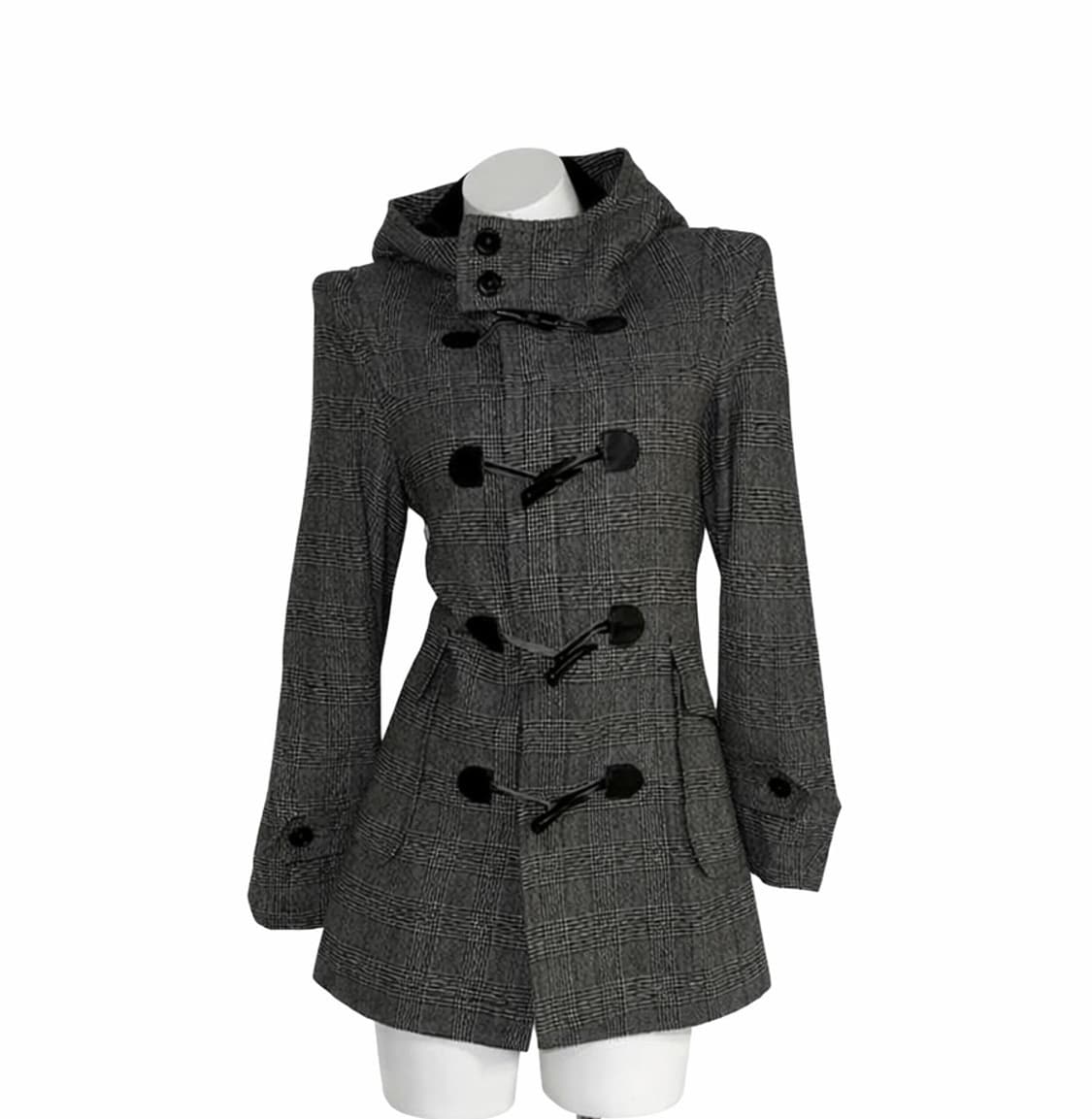 블랙 체크 빈티지 떡볶이 코트 상품이미지1