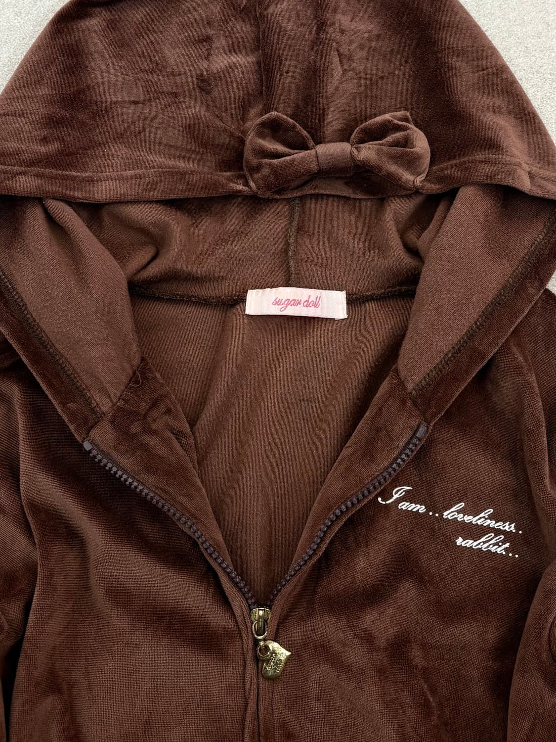 슈가돌 브라운 벨벳 후드집업 상품이미지2