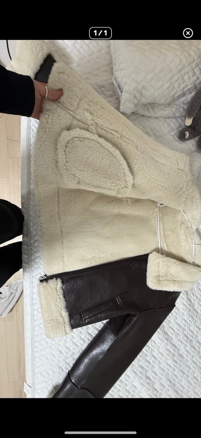 새상품 보헴서 보헤미안서울 슬림핏 셔링 무스탕 다크브라운 상품이미지6