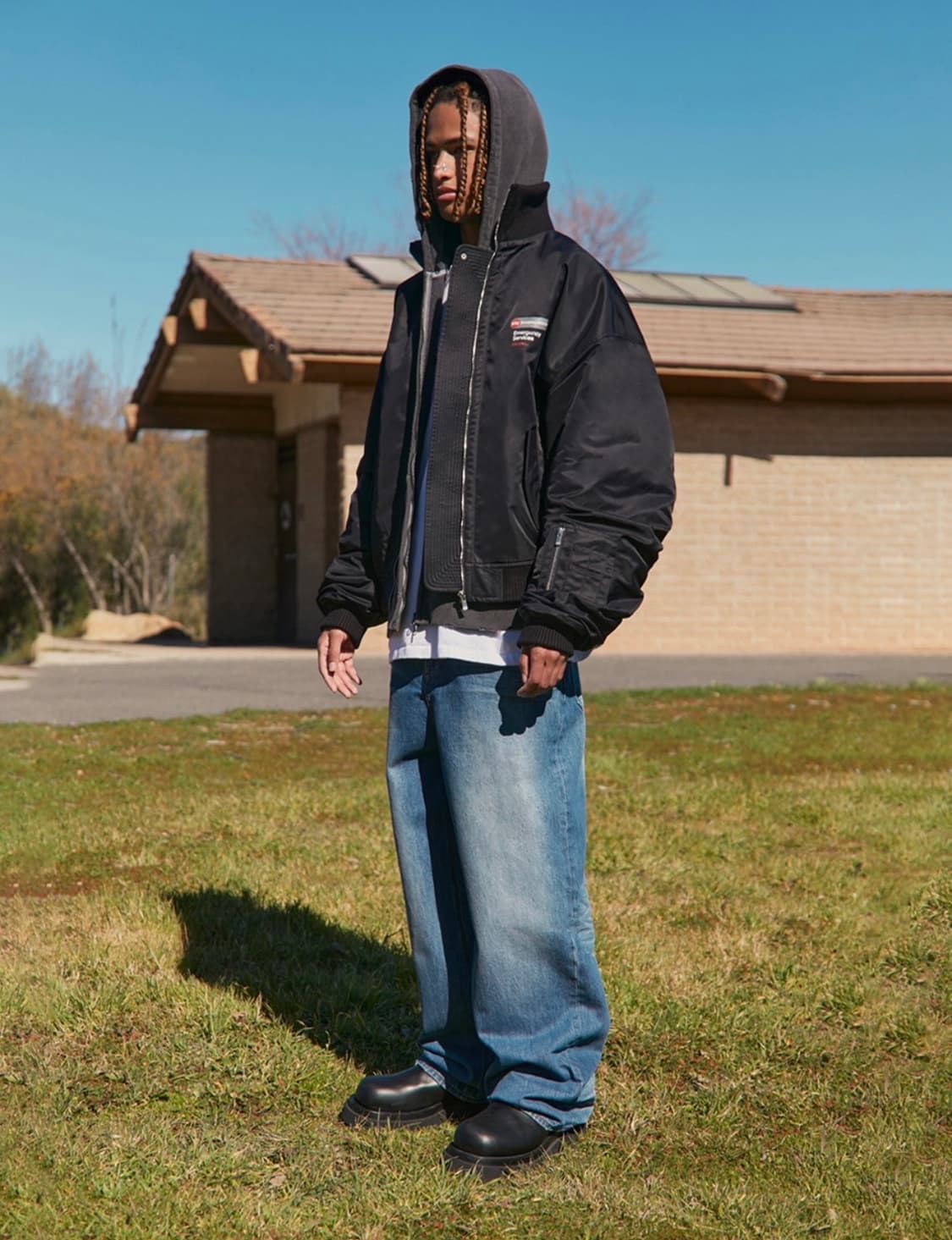 stu 오버핏 블랙 봄버 팝니다 상품이미지2