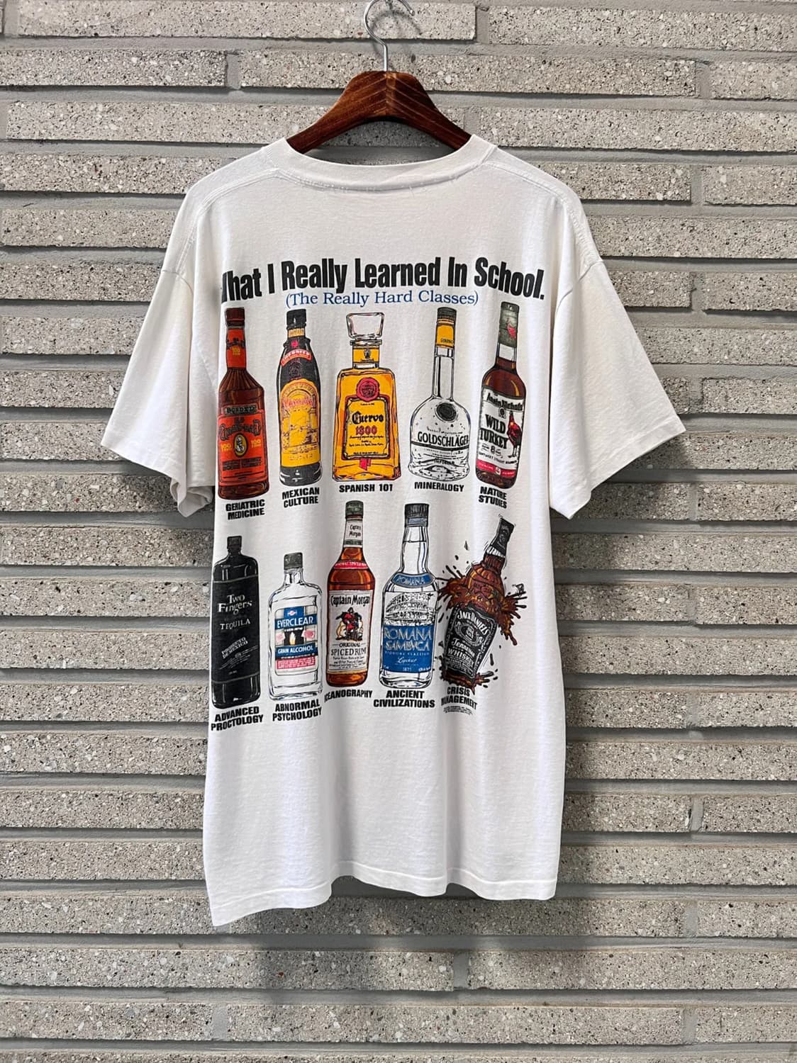 [XL]90's USA Made 리큐르 보틀 프린팅 싱글스티치 티셔츠 상품이미지1