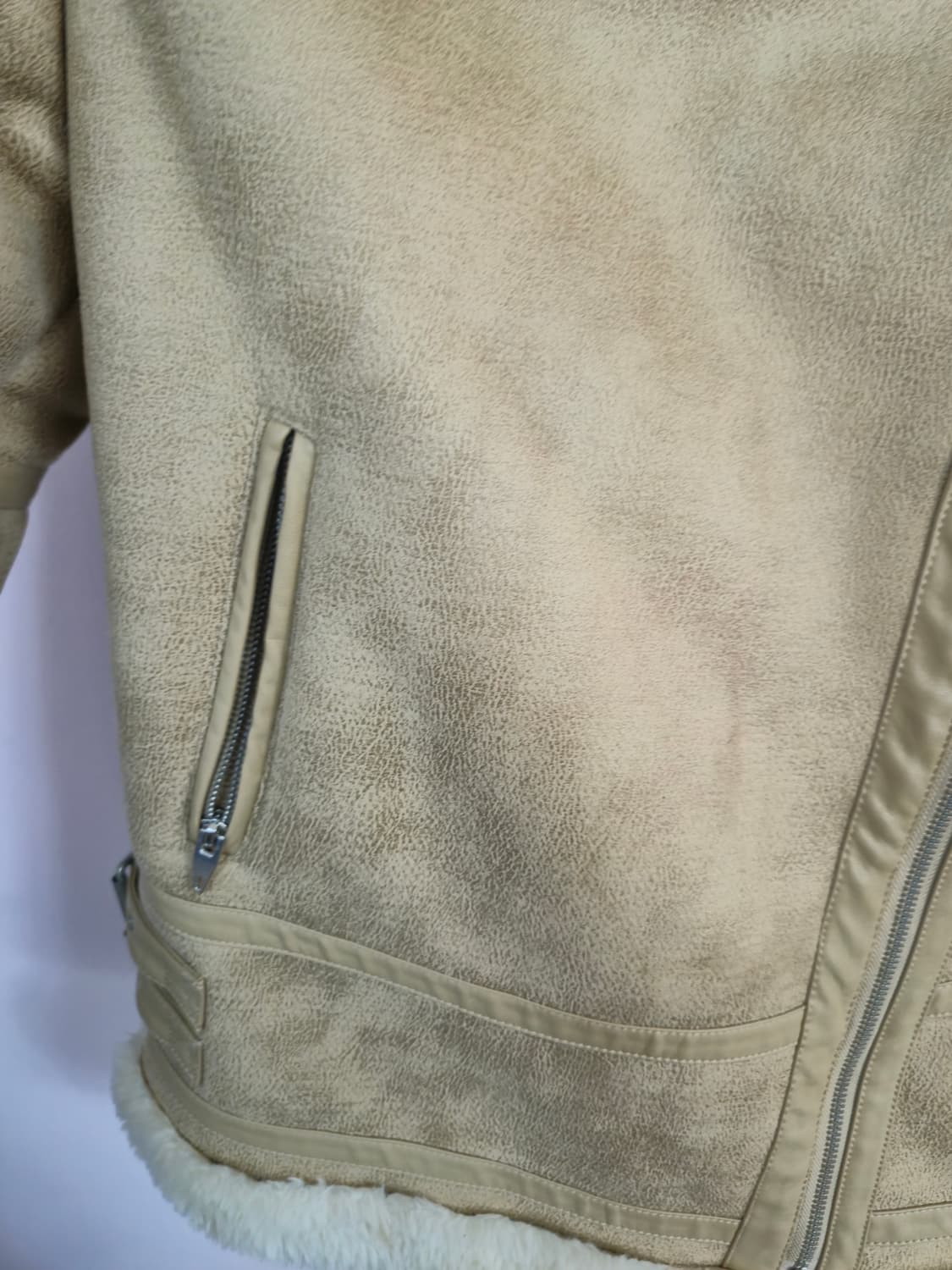 VANAKE 무스탕 라이더 자켓 베이지 상품이미지6