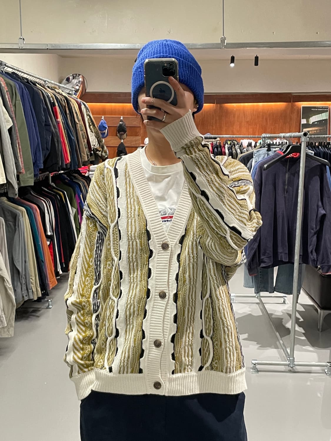 빈티지 케이블 패턴 가디건 상품이미지1