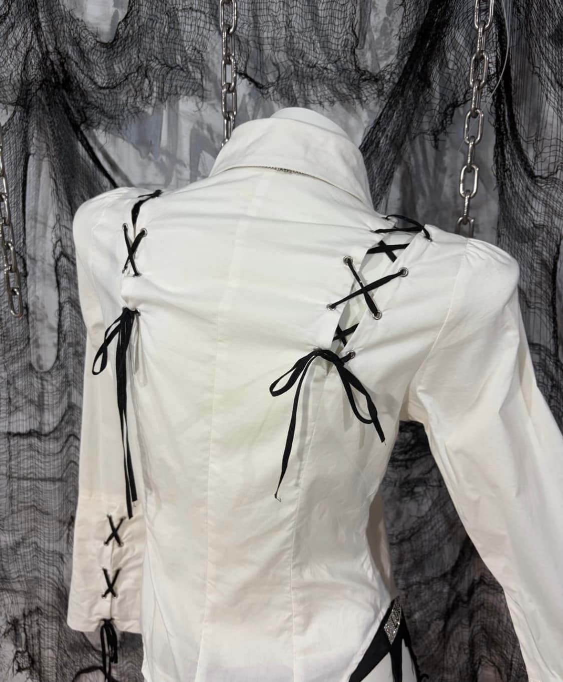 blaness Gothic goth eyelet corset shirt 상품이미지4