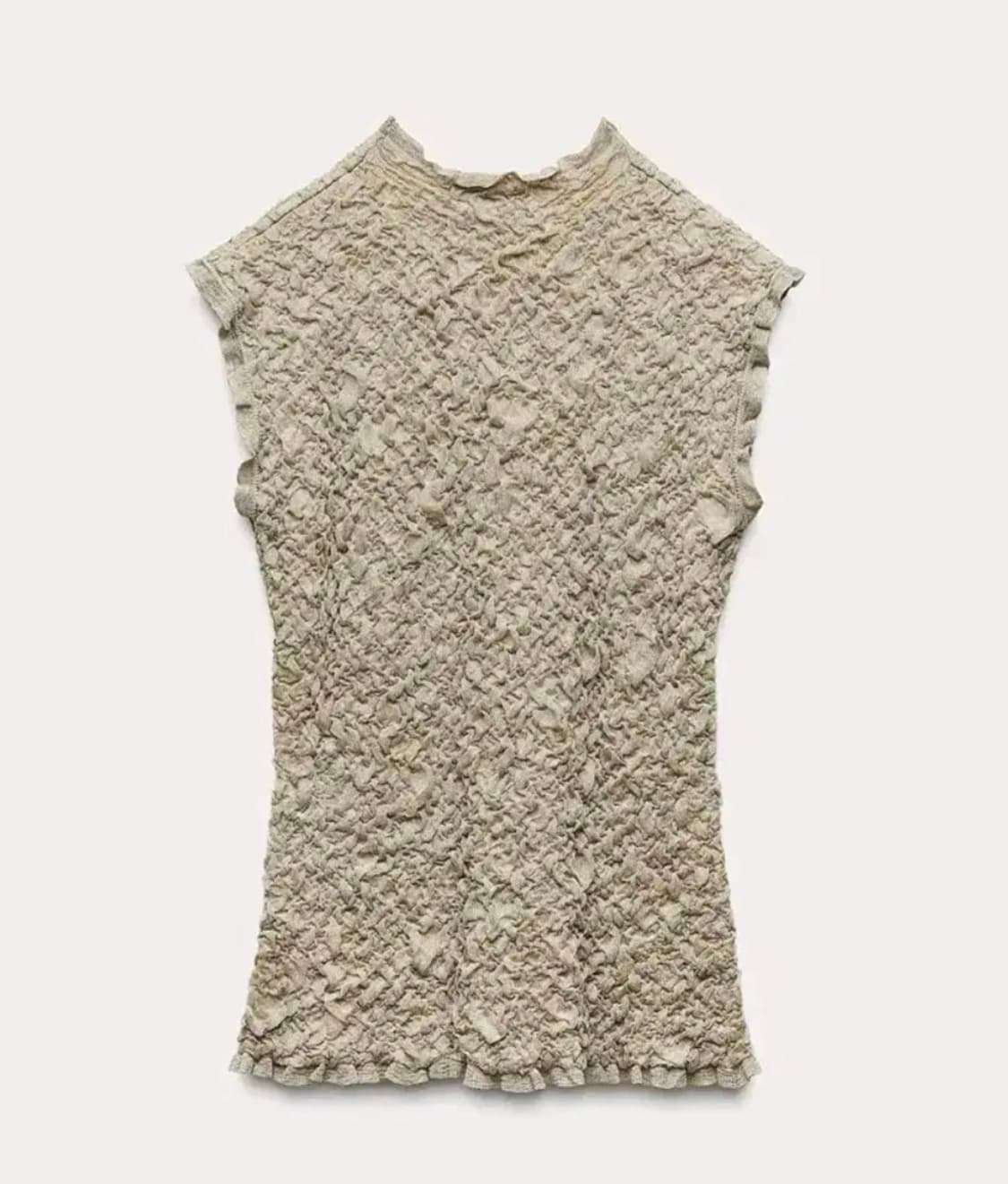 ZARA 자라 링클 이펙트 니트 탑, 자라 캡소매 티셔츠, 자라 링클 탑 상품이미지8