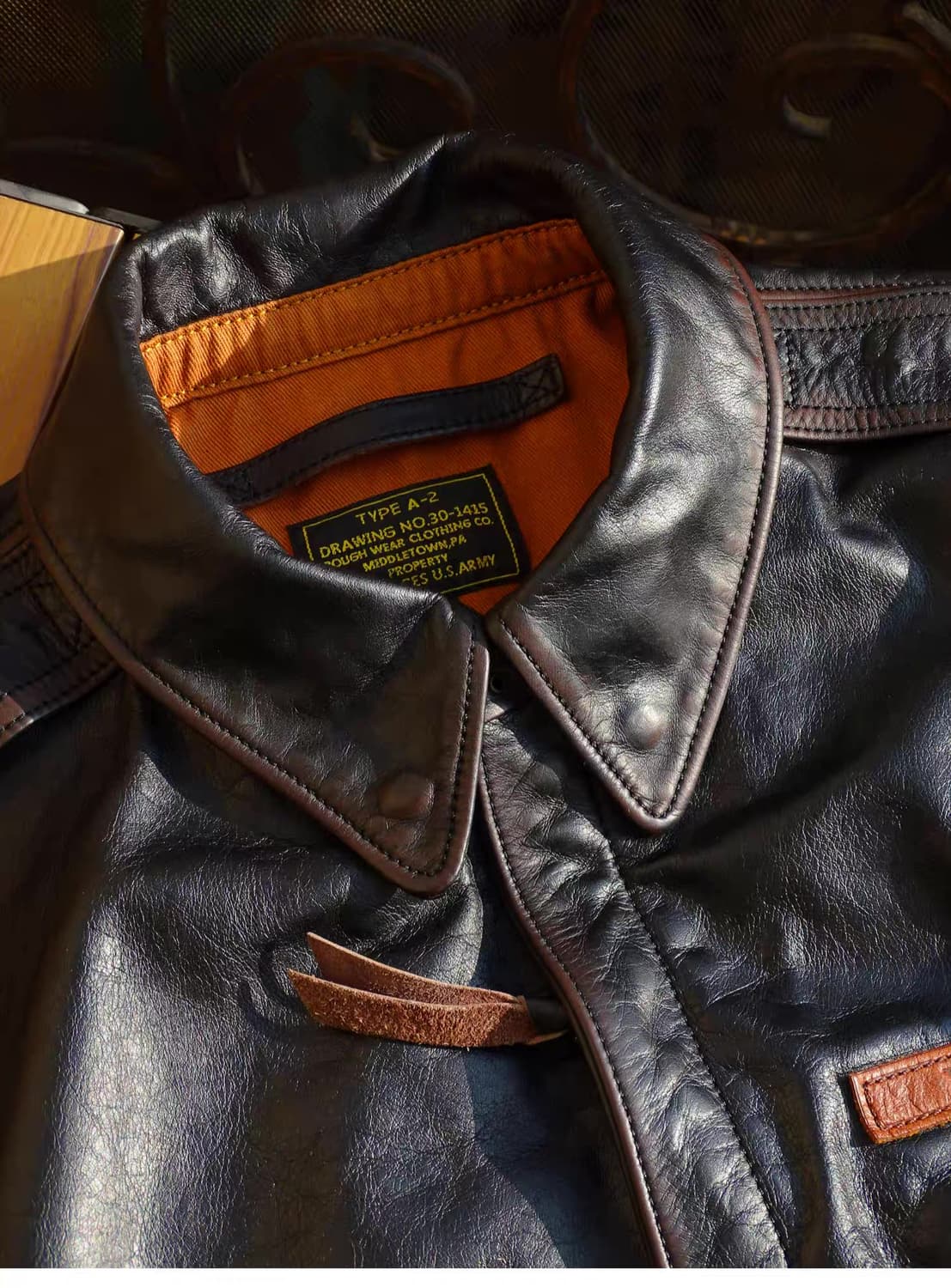 A-2 가죽자켓 레드브라운 말가죽 40(XL) 새상품 판매 상품이미지4