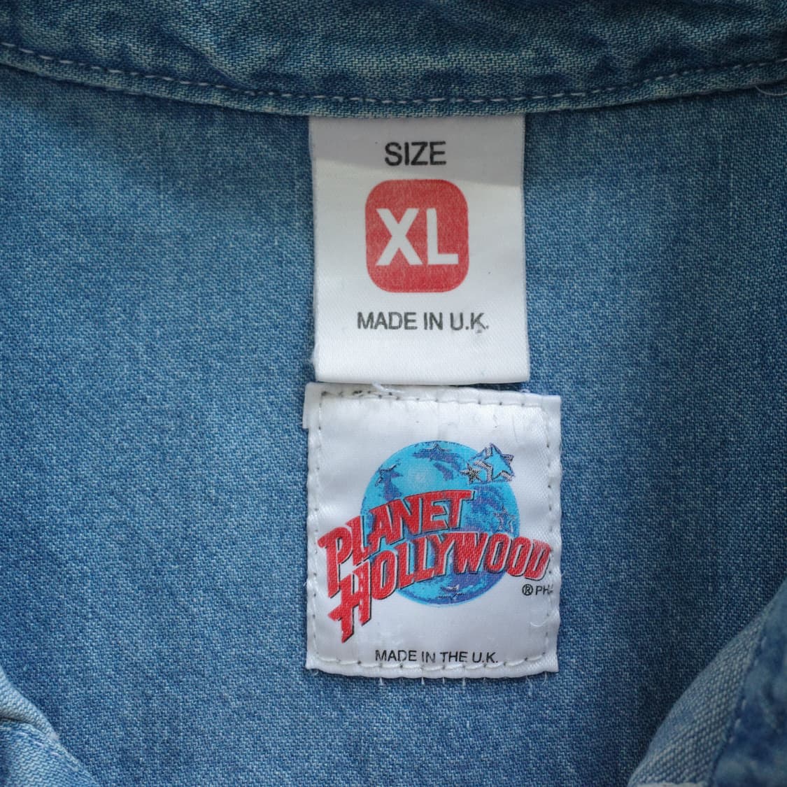 90s 플래닛할리우드 UK 영국 생산 데님 셔츠 XL 상품이미지5