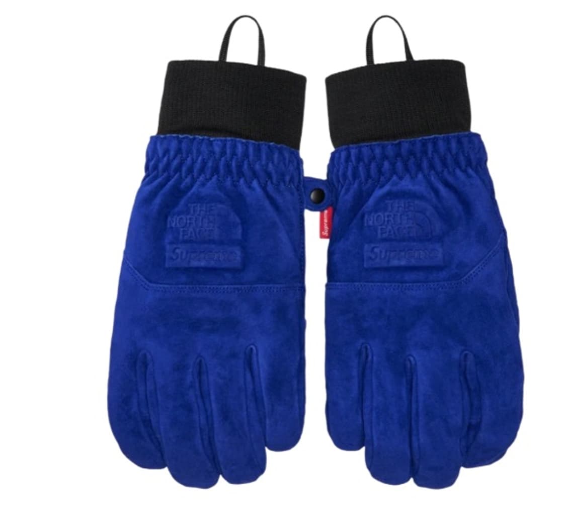 L) 슈프림x노스페이스 스웨이드 장갑 블루 팝니다 상품이미지1
