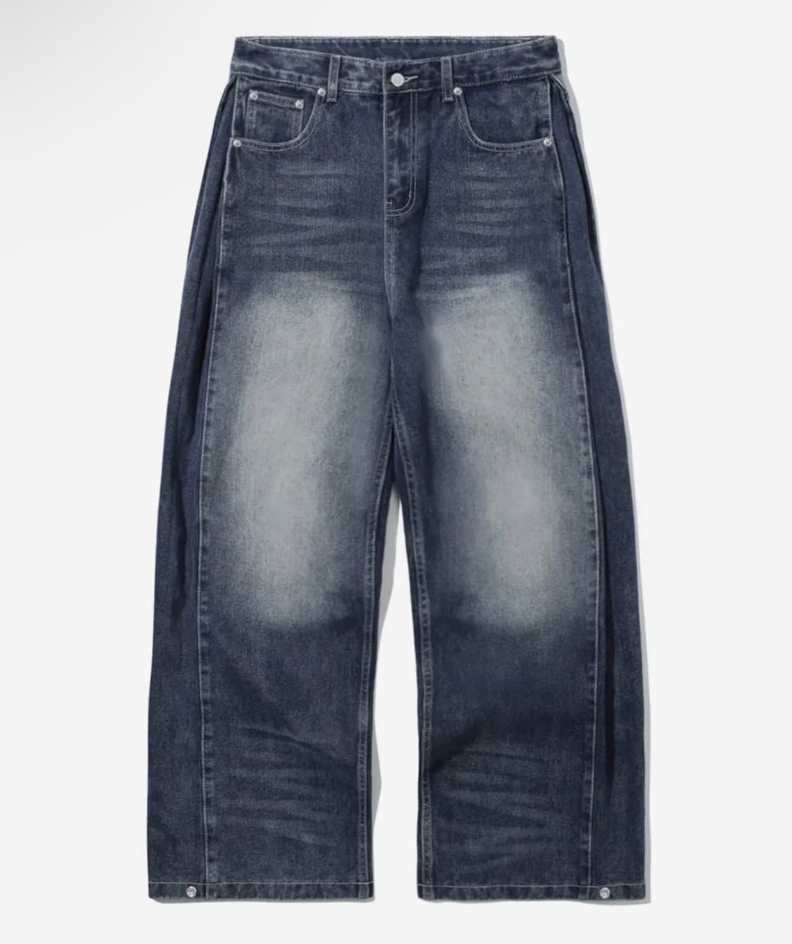 트릴리온 사이드 턱 스냅 버튼 와이드 데님 팬츠 (BLUE GRAY) 상품이미지1