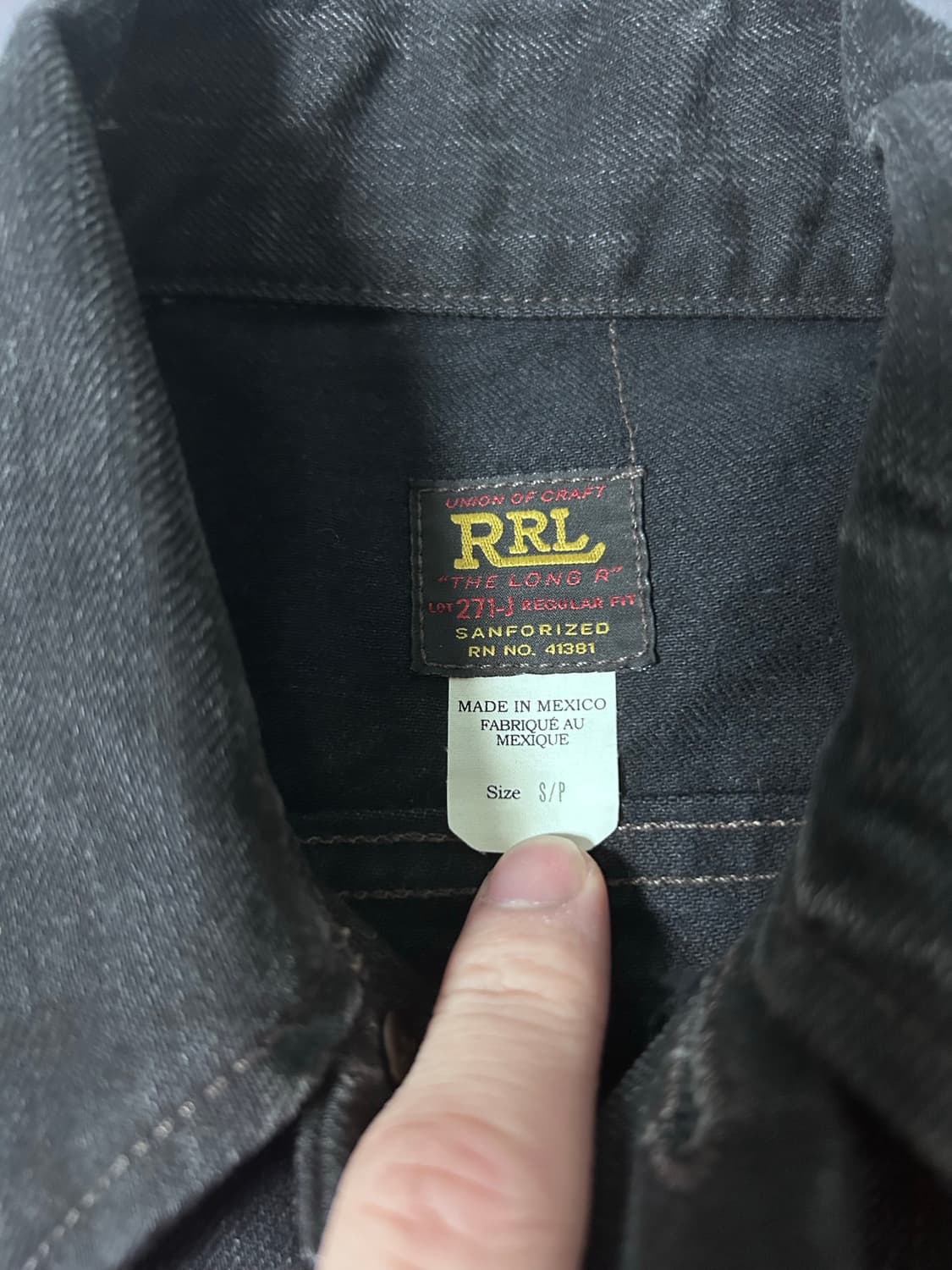 RRL LOT 271 블랙 흑청 데님 트러커 자켓 S 상품이미지2