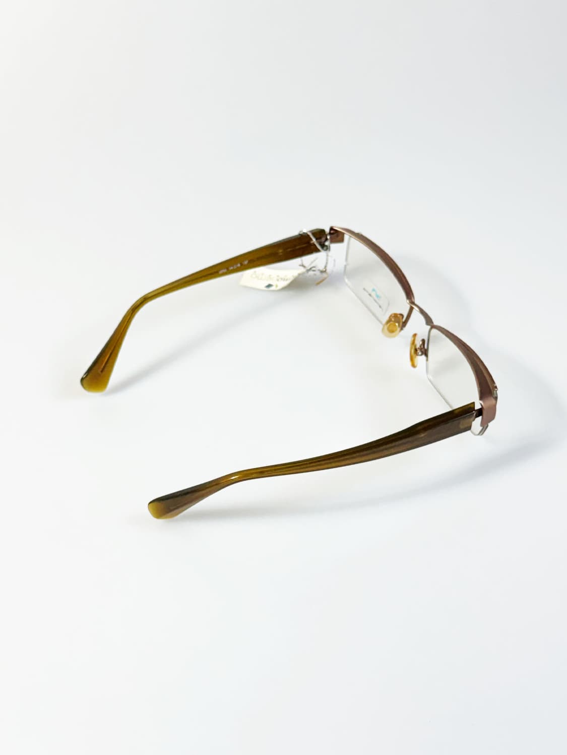 SEMONEMO 브라운 반무테 스퀘어 메탈 빈티지 안경 상품이미지4