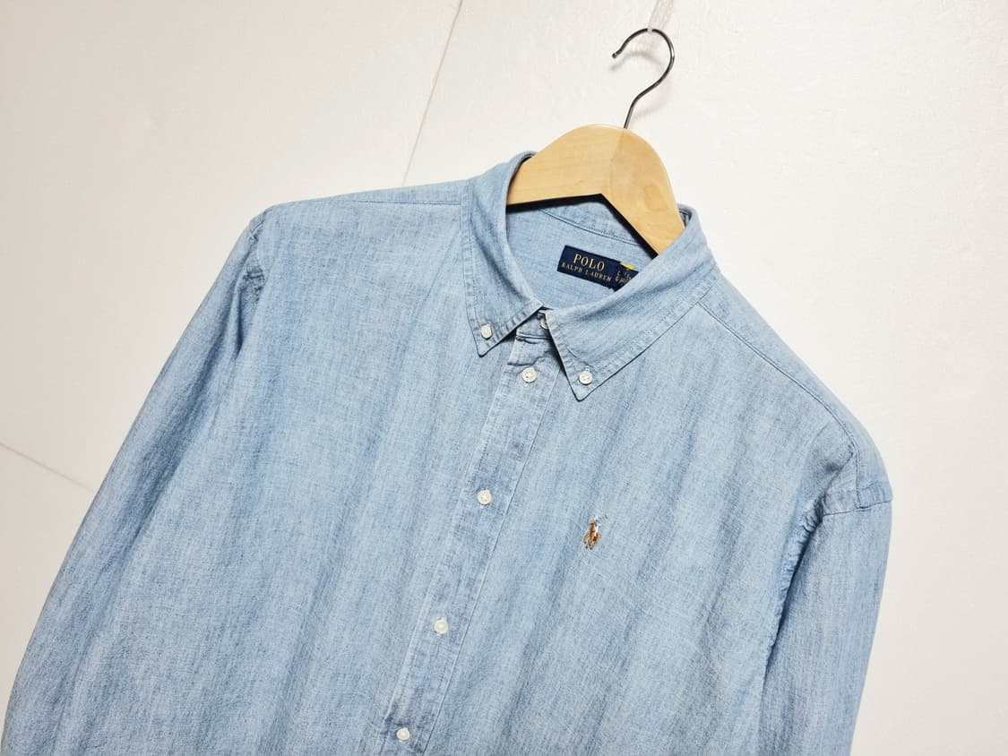 남성 여성 공용 2024 폴로 큐알 데님 청 긴팔 남방 셔츠 상품이미지2