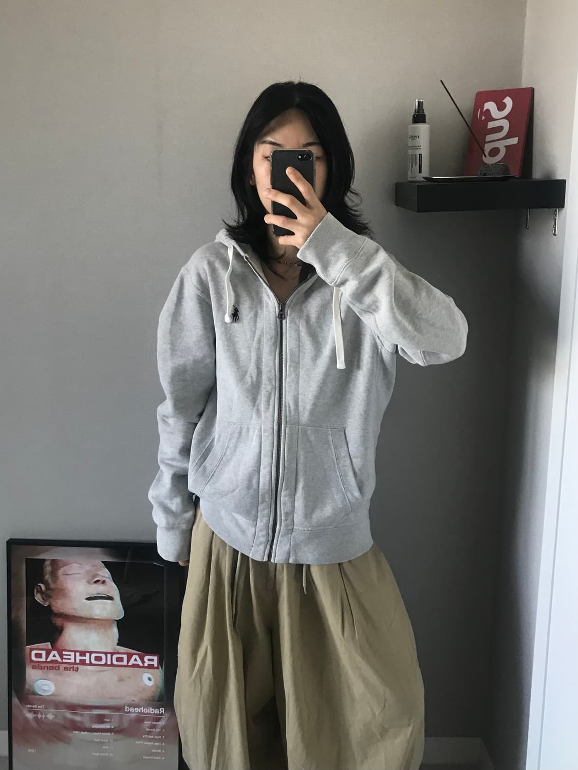 폴로 랄프로렌 포니로고 써멀 헤비 그레이 후드집업 상품이미지4