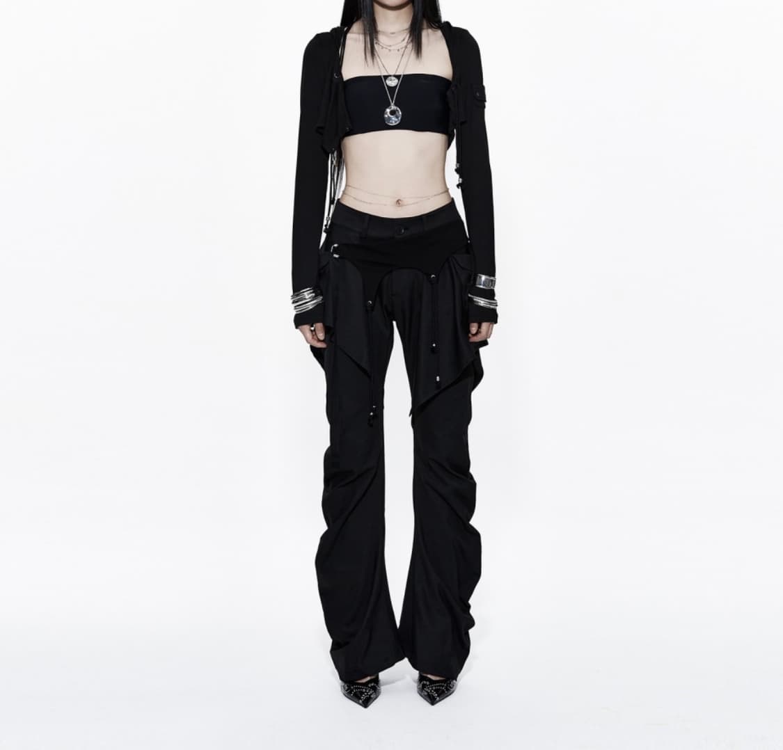 SET) 카시코 kashiko 볼레로 가디건 + 레이어드 스트랩 팬츠 상품이미지5