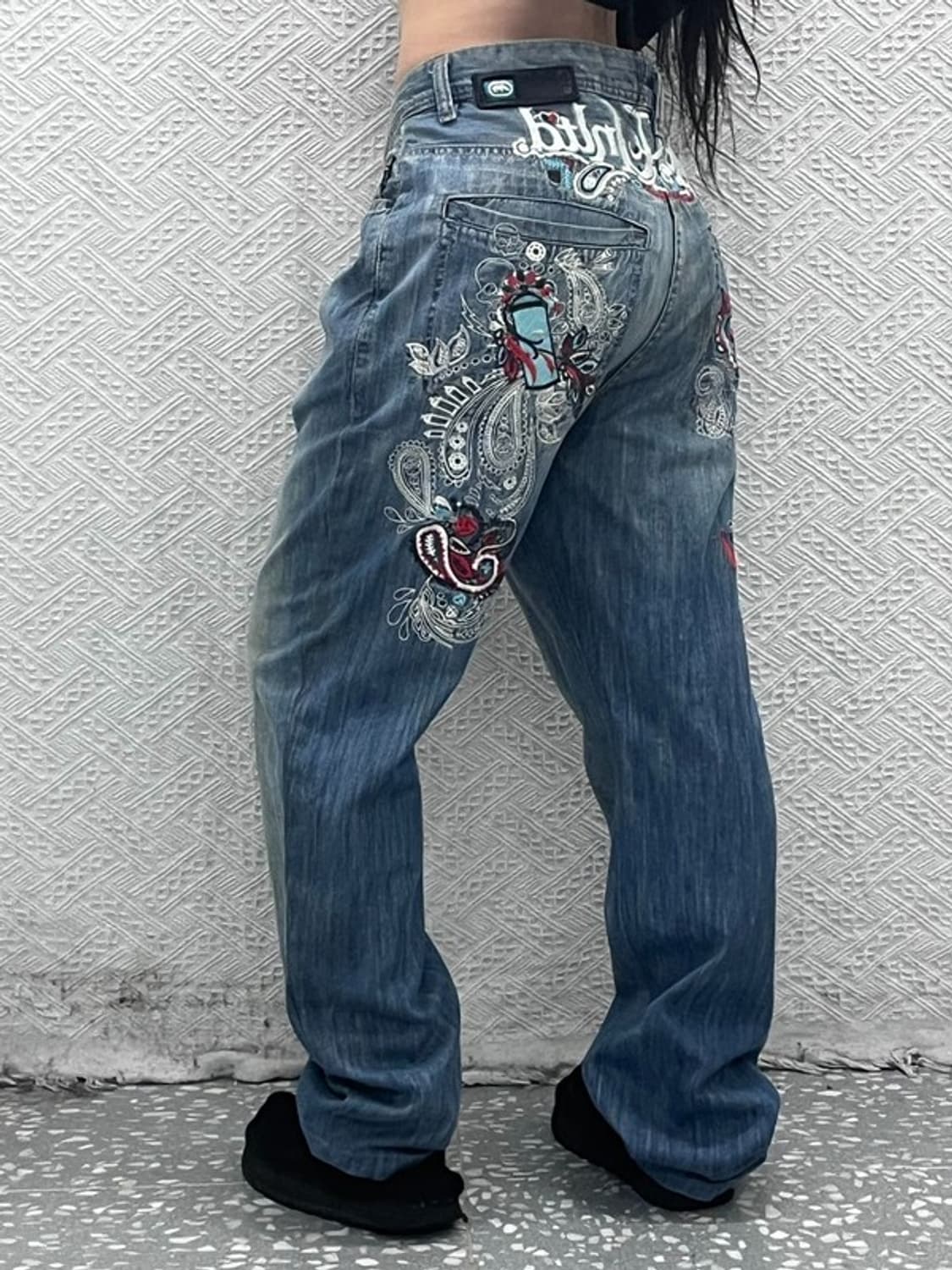 에코리미티드 올드스쿨 키치 펑크 자수 데님팬츠 36인치 C08911 상품이미지1