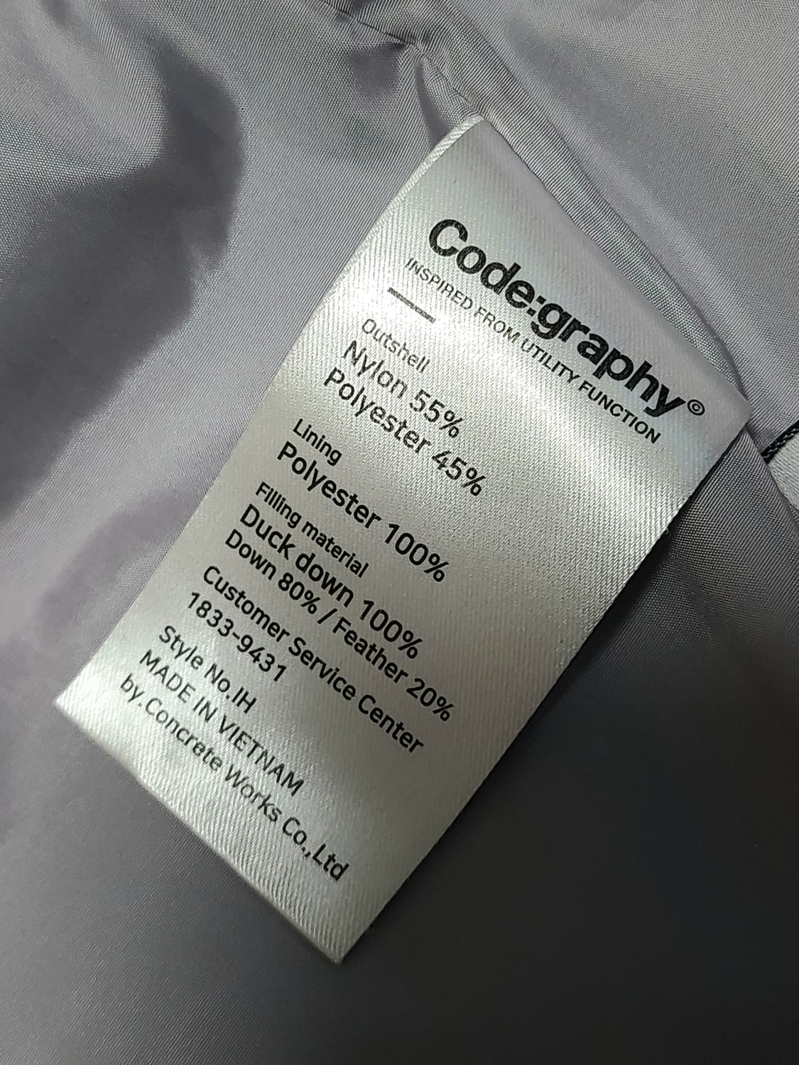 코드그라피 그레이 유틸리티 덕다운 숏 패딩 M 상품이미지9