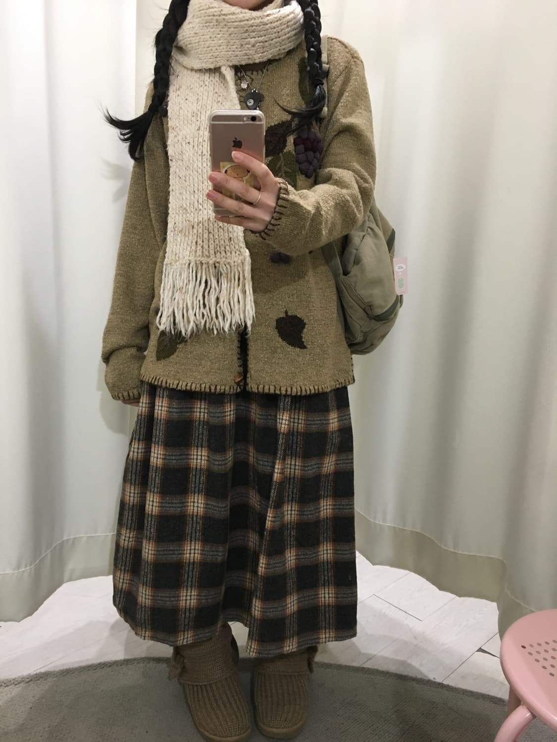 Caramel check skirt 상품이미지2