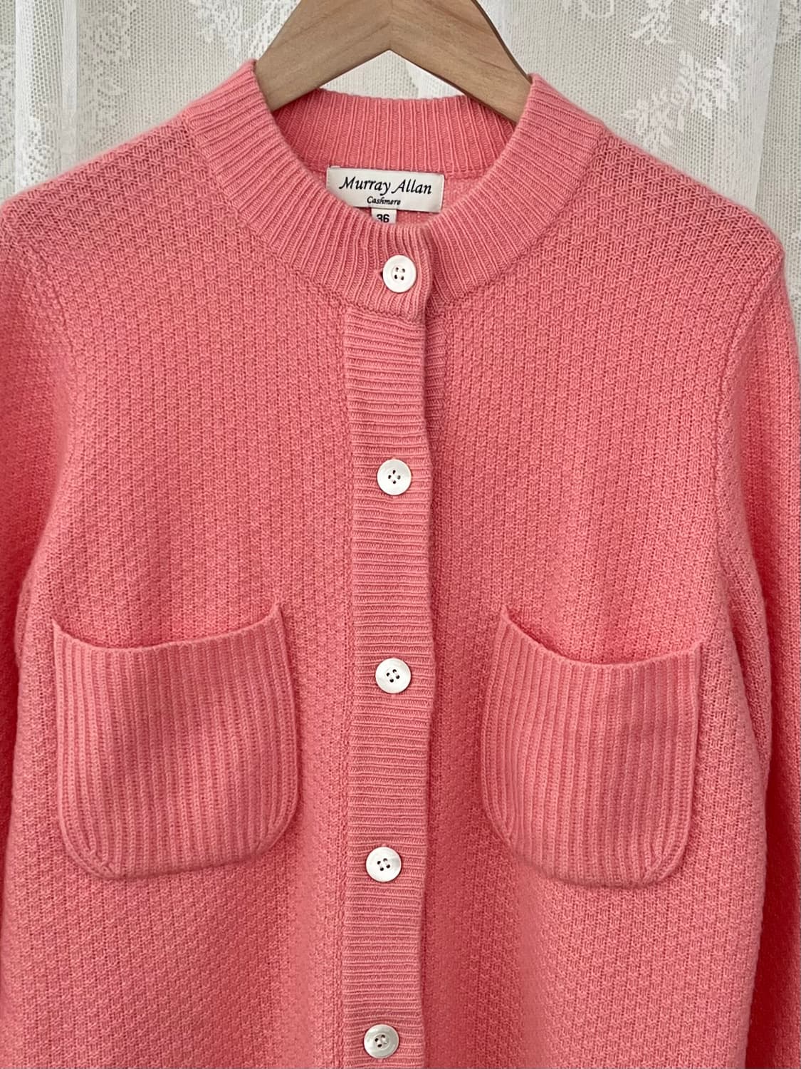 36) 머레이알란 Murray Allan 캐시미어 가디건 핑크 상품이미지3