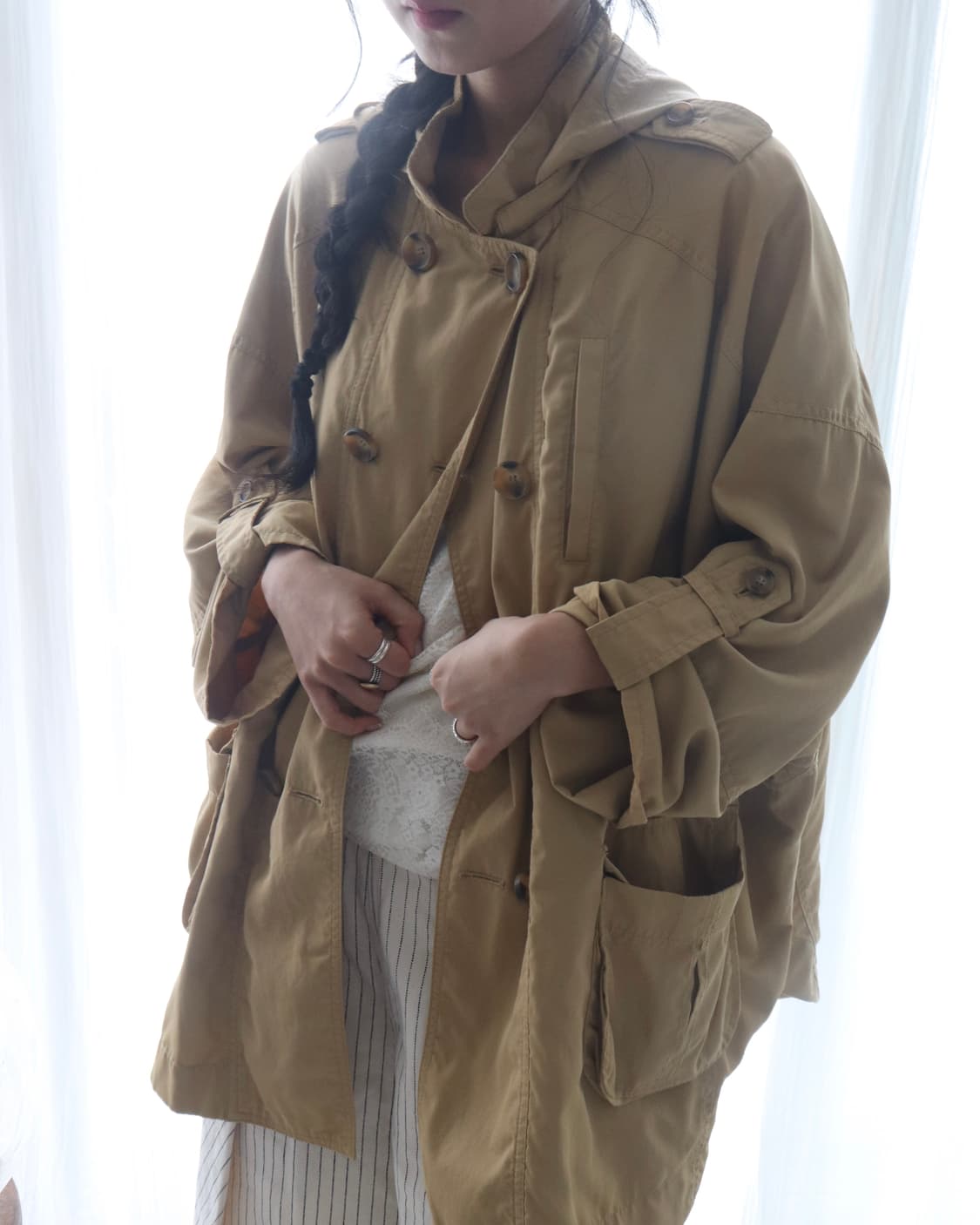[Beams Heart] Double Button Hood Poncho 상품이미지5