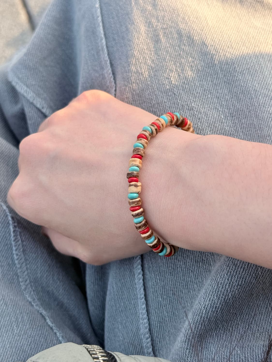 핸즈메이드 빈티지무드 우드비즈 팔찌 상품이미지2