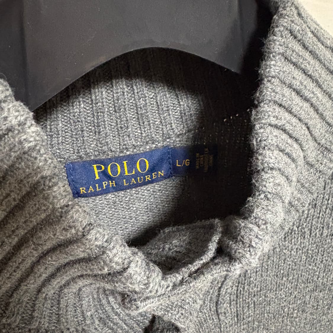 폴로 랄프로렌 버튼 하이넥 코튼 니트 / 그레이, L 상품이미지4