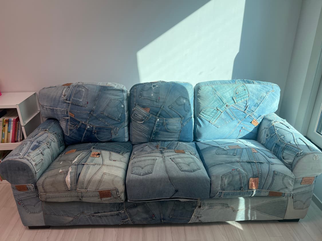 [팝니다] 데님 패치워크 소파 3인용 상품이미지1