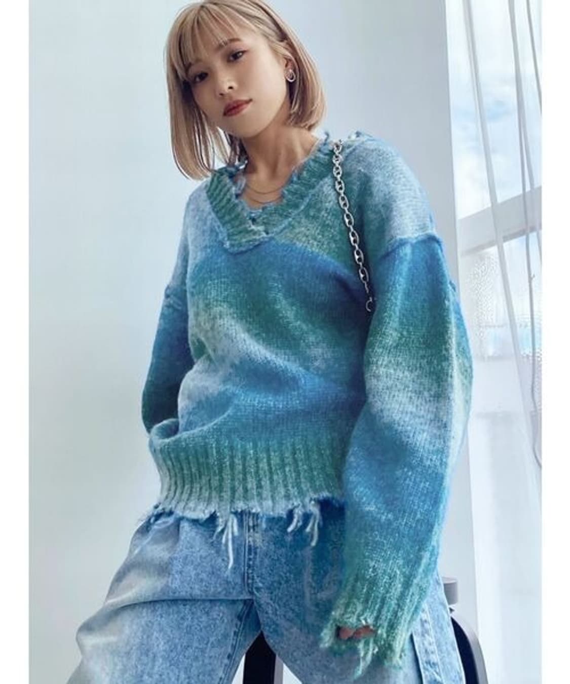 EMODA Over V Neck Crash Knit 상품이미지3