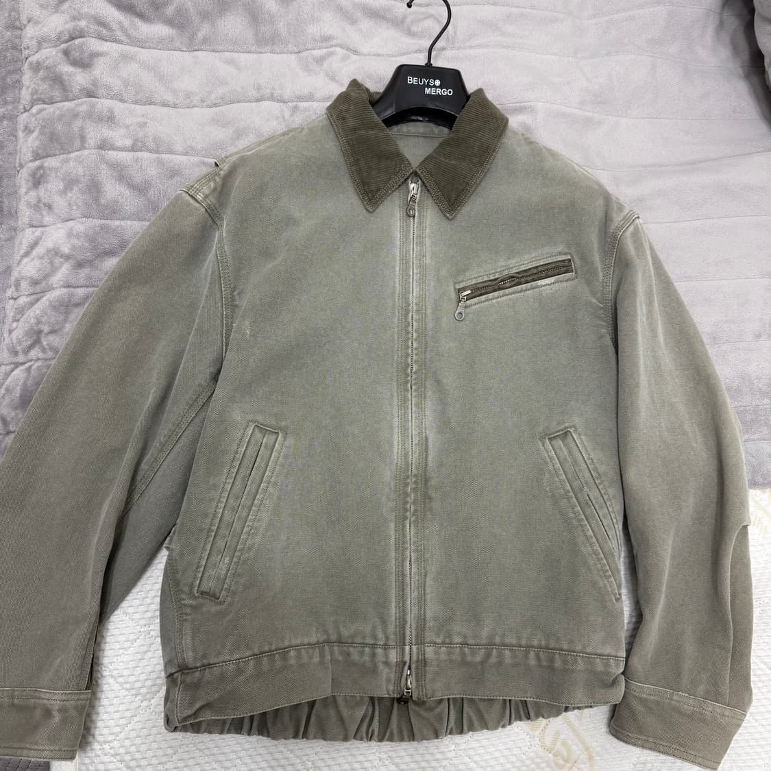 [S] 쿠어 오버 다잉 페이디드 데미지 워크 자켓 워시드 카키 상품이미지3