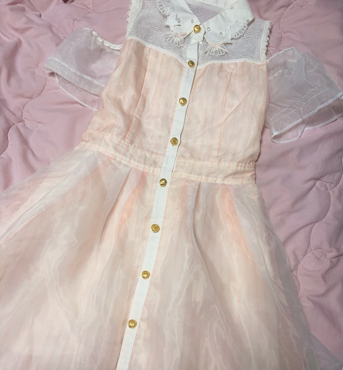 리즈리사 옾숄 오간자 피치 원피스 상품이미지2