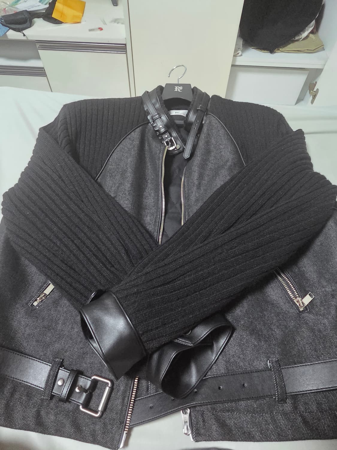 Rssc  KNIT & DENIM BELTED 바이커 자켓 상품이미지3