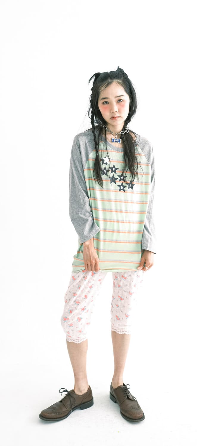 샵 페어리 레인보우 레글런 스트라이프 티셔츠 민트 상품이미지1