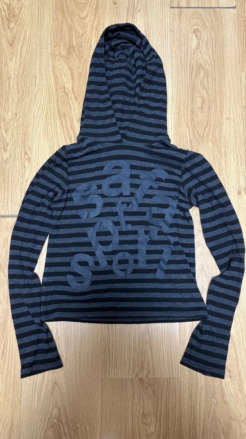 사파리스팟 1/2 티켓팅 스트라이프 보더 후디 블랙 상품이미지2