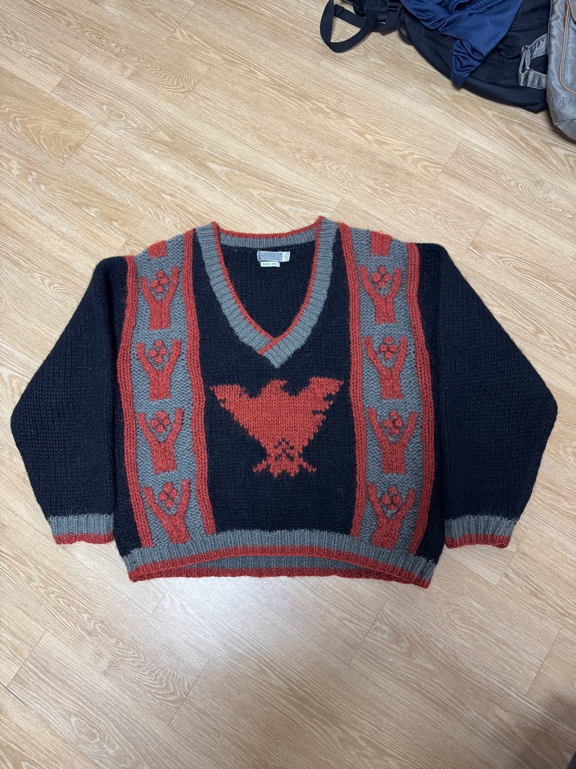 울 92% 한국제조 수작업 크롭 남성 니트 상품이미지1