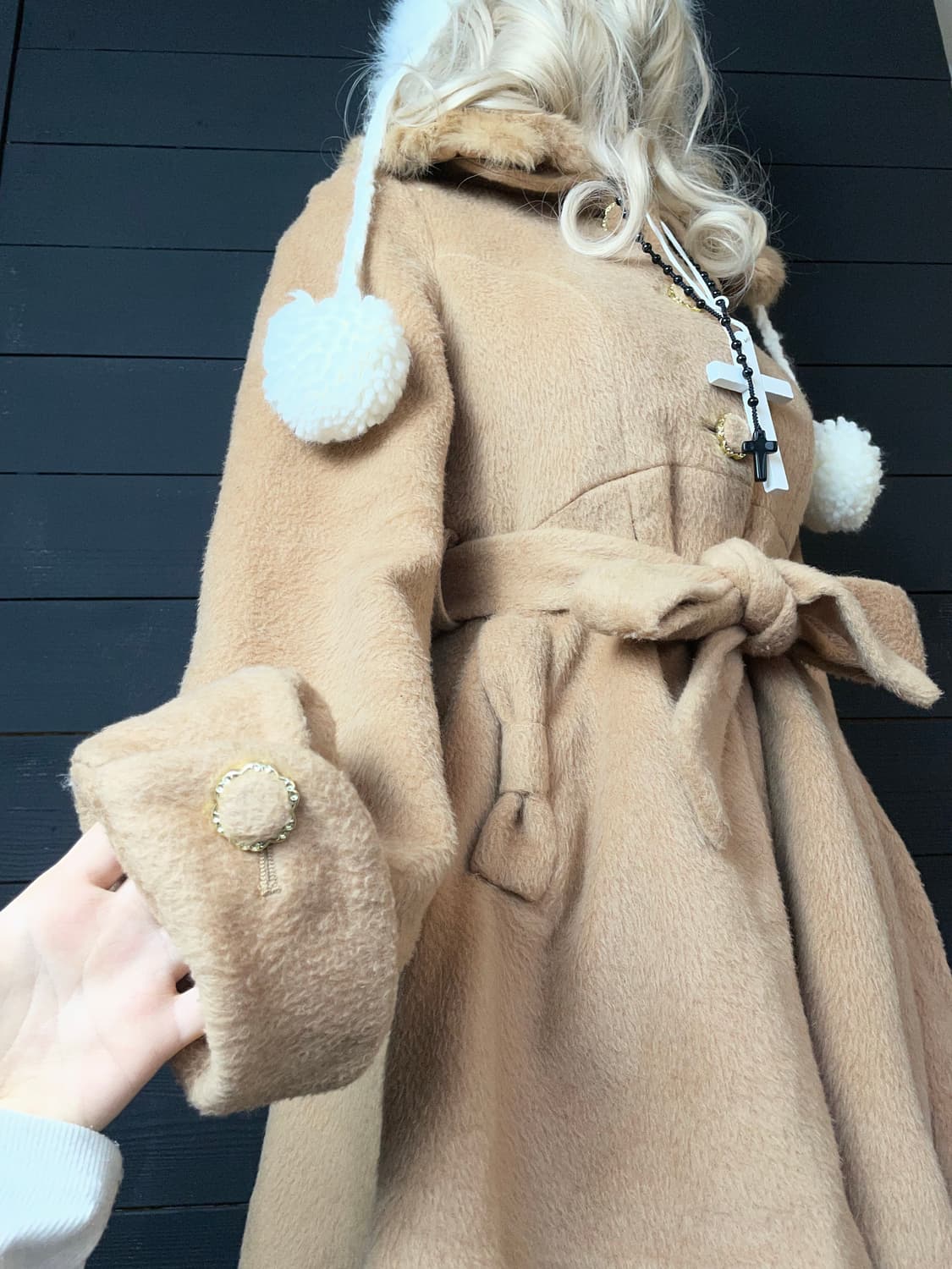 INGNI 잉그니 라떼갸루 베이지 리본 코트 상품이미지3