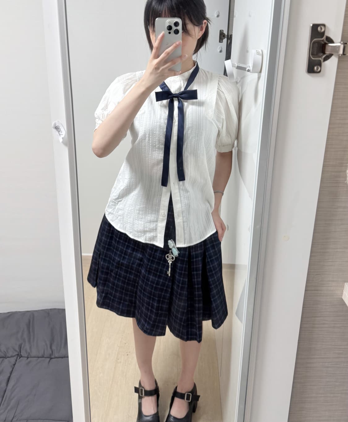 반팔 니혼진 프레피 블라우스 상품이미지2