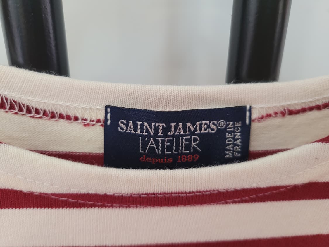 세인트제임스 레드 단가라 엘보패치 긴팔 티셔츠 S사이즈 상품이미지2