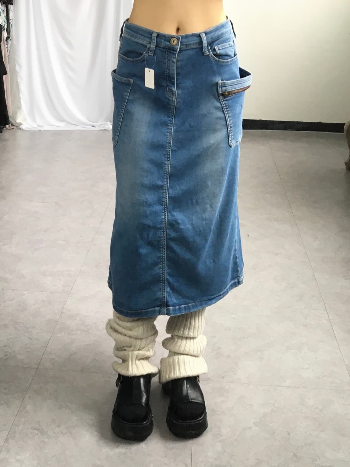 Pocket point washing cotton skirt 상품이미지1