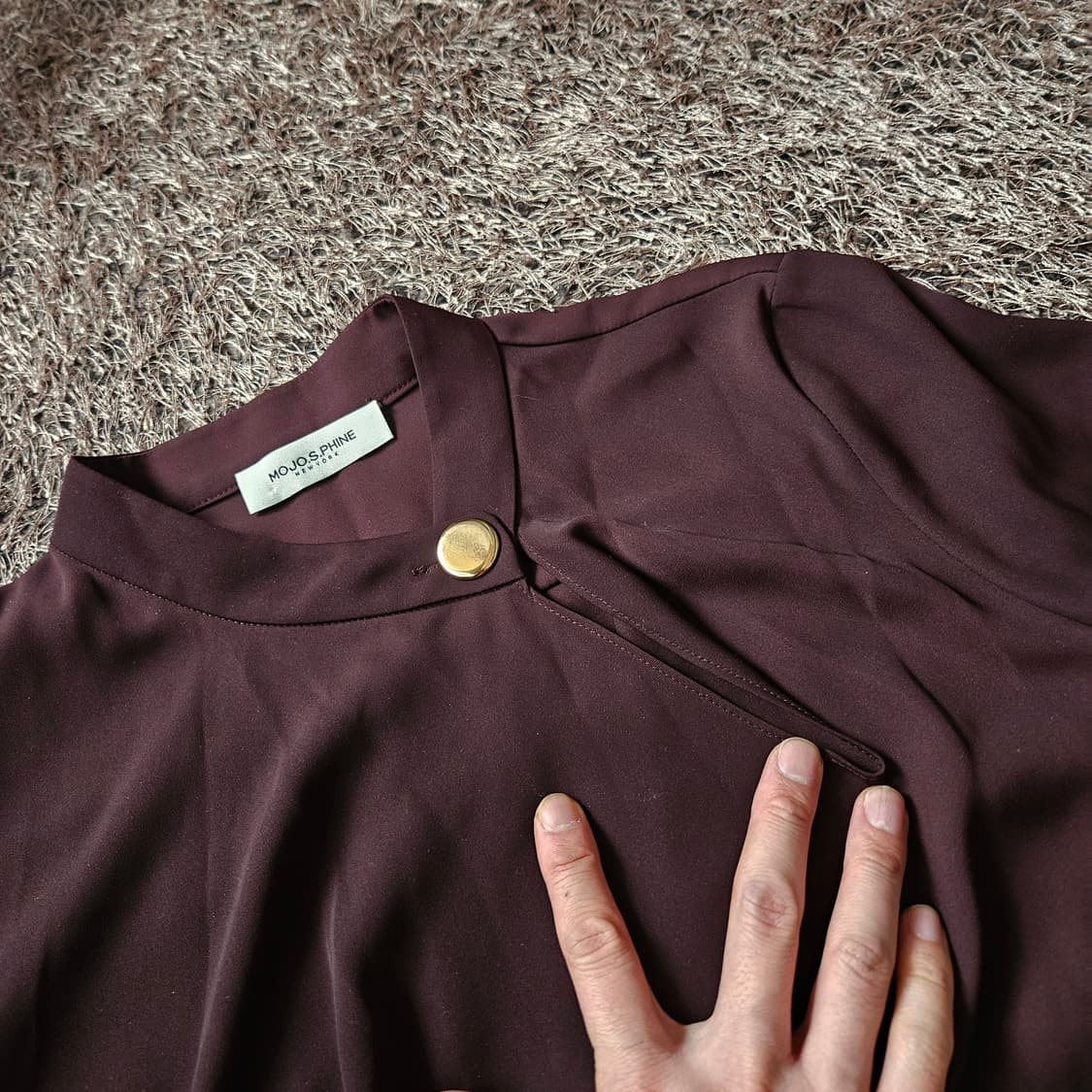 모조에스핀 사선 골드 버튼 브라운 블라우스 S size 상품이미지4