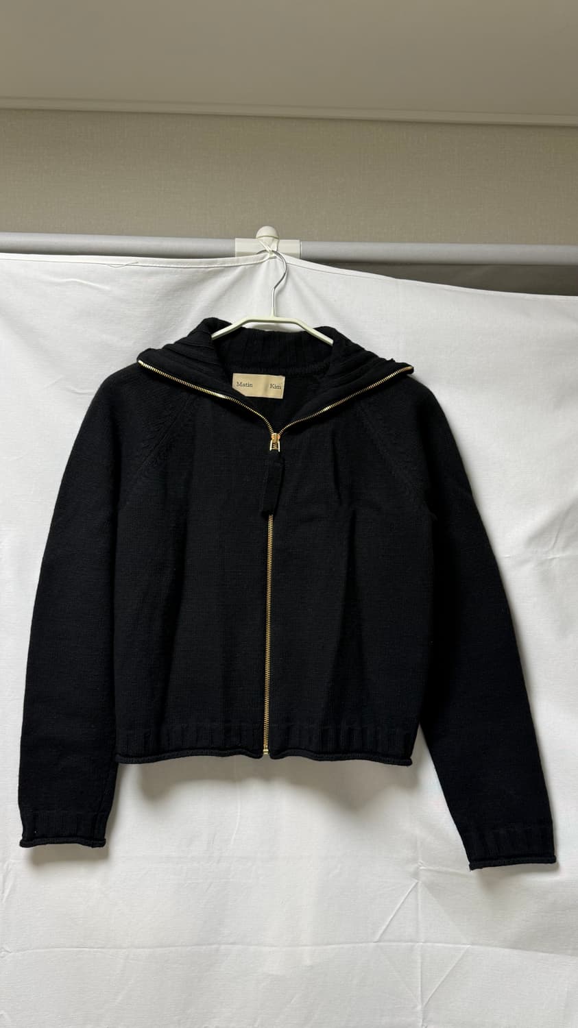 마뗑킴 스펠 포인트 니트 집업 블랙 S 상품이미지4