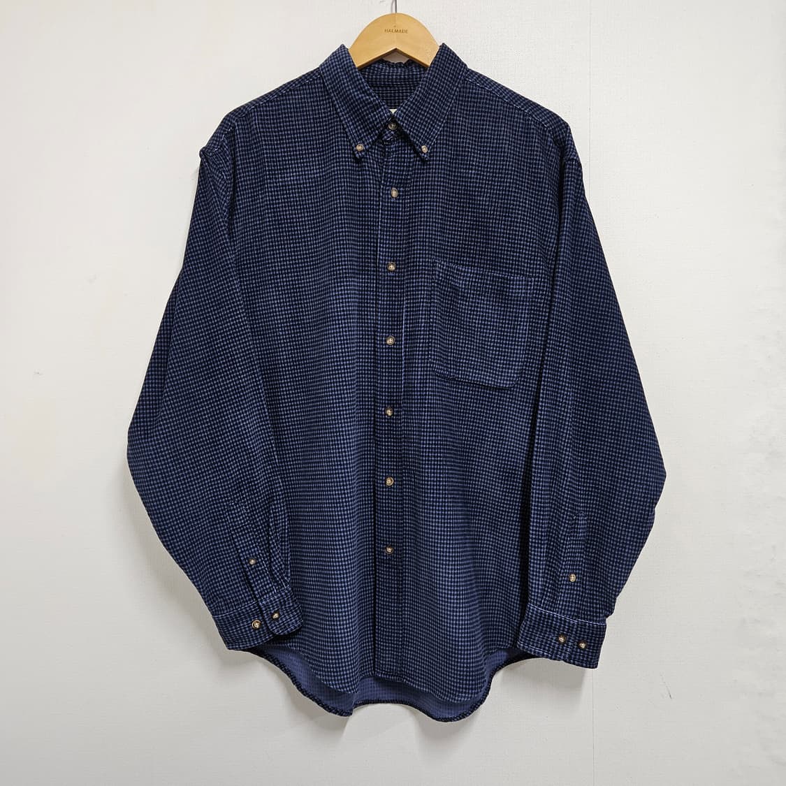 에디바우어 오버핏 네이비 체크 코듀로이 셔츠 상품이미지2