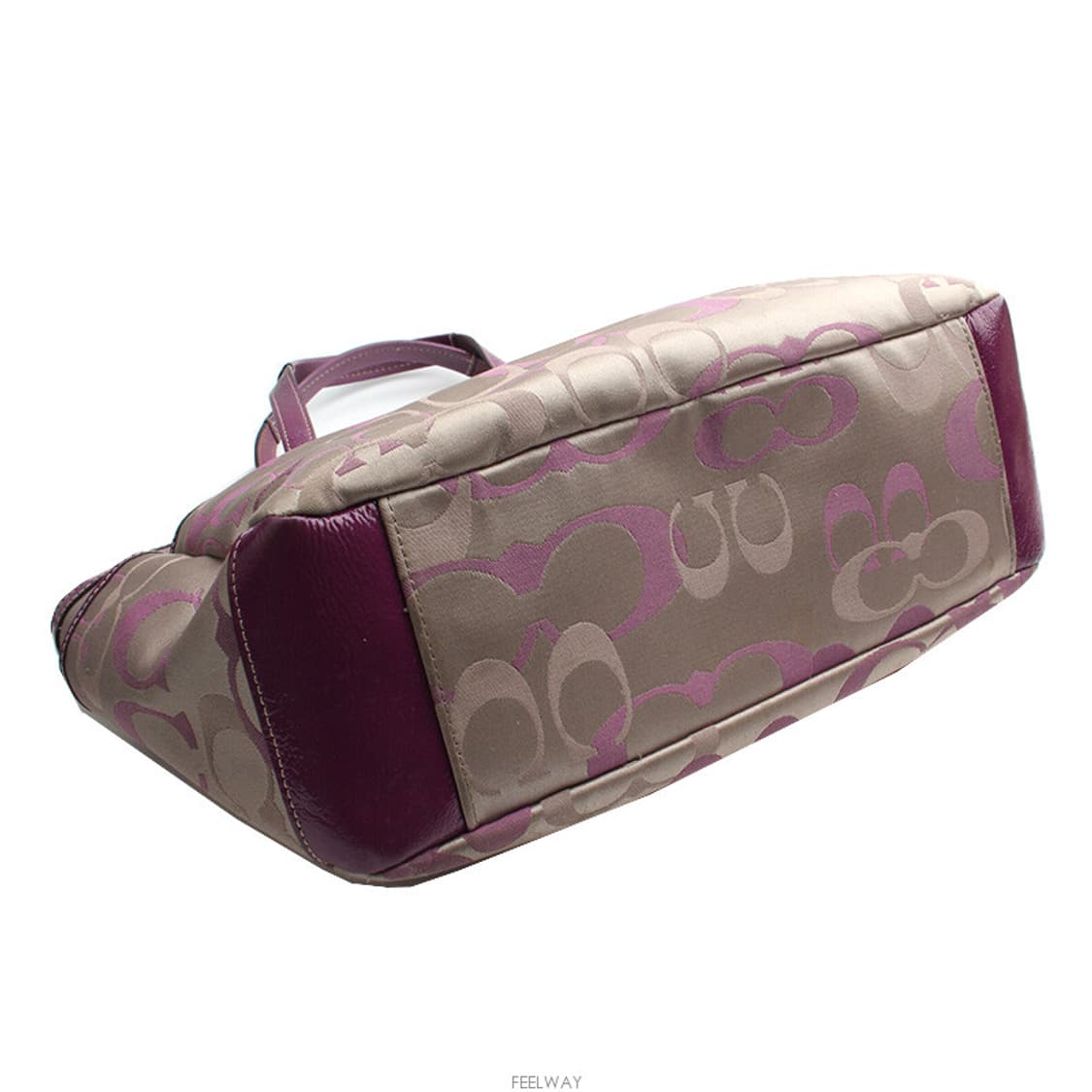 코치 바이올렛 레더 트림 패브릭 숄더백 상품이미지4