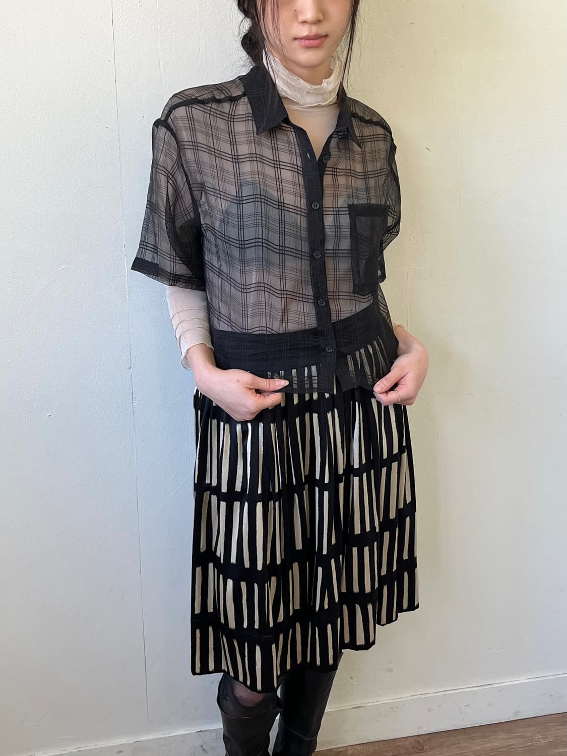 forksy 시스루 크롭 셔츠 상품이미지4