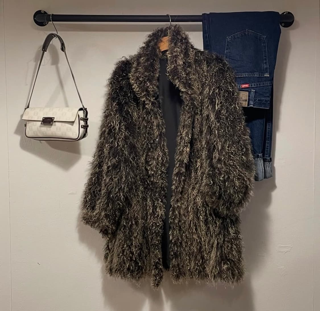 브라운 시어링 퍼 코트 상품이미지1