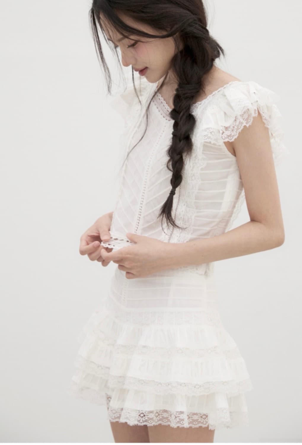라벨르블랑 루루레이스 스커트 화이트 S숏 상품이미지2