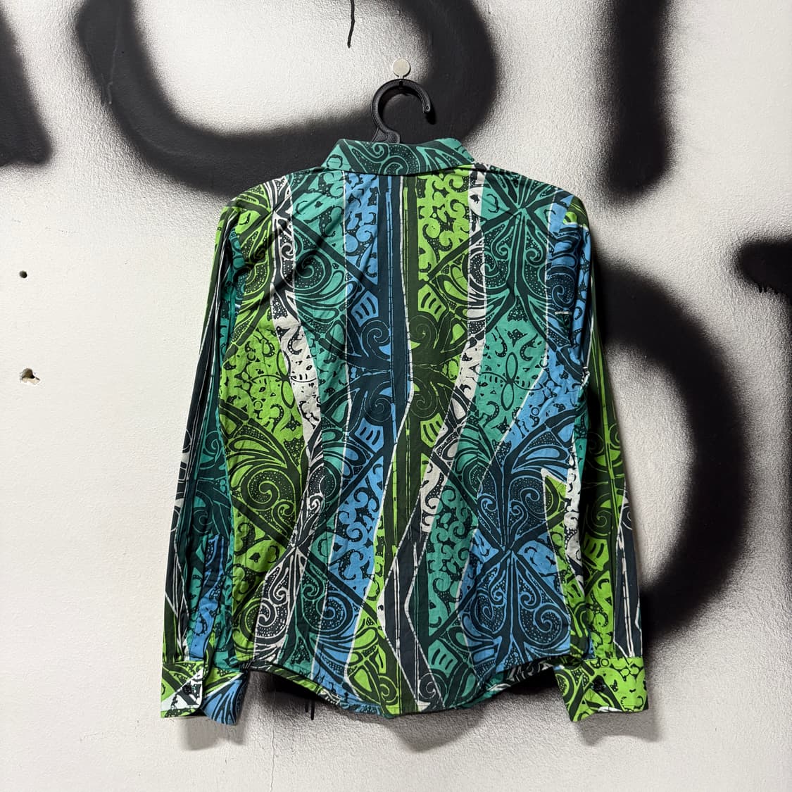 VTG 빈티지 블루그린 패턴 언발 긴팔 셔츠 상품이미지2