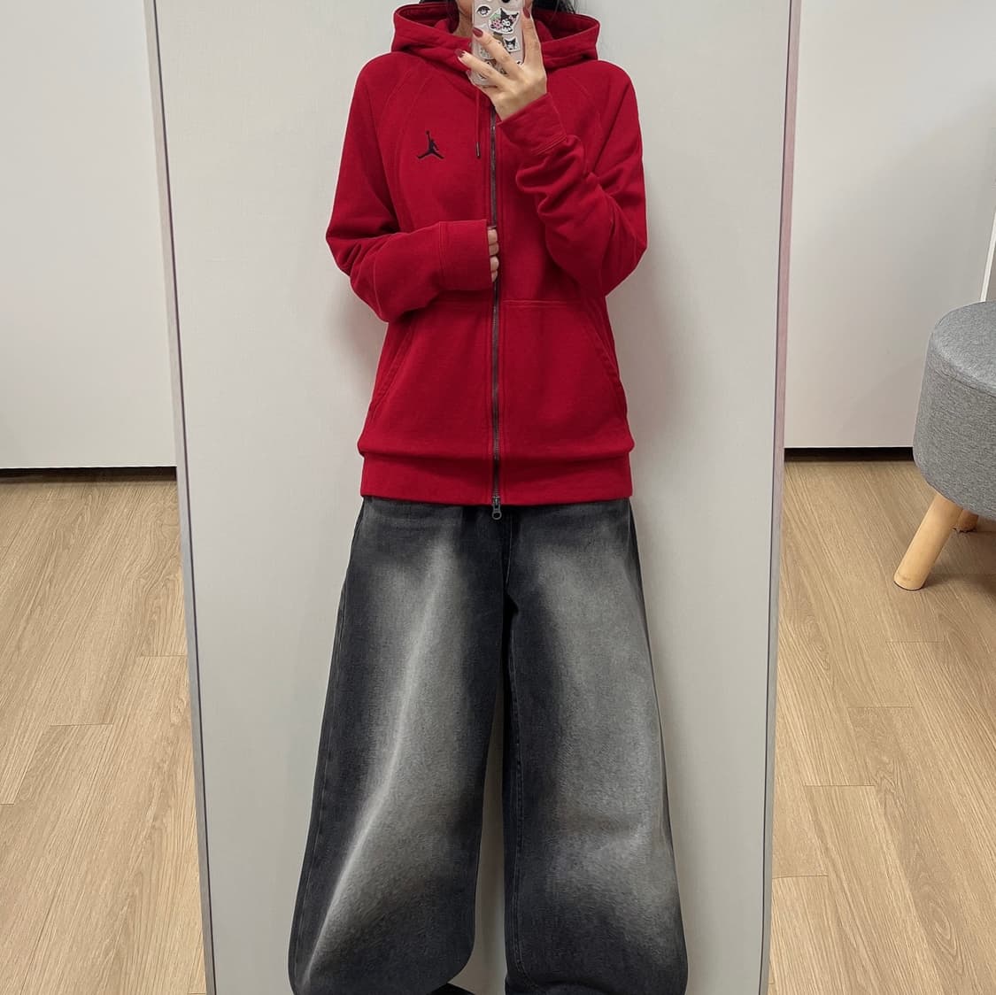 나이키 조던 자수로고 풀집업 레드 후드집업 상품이미지1