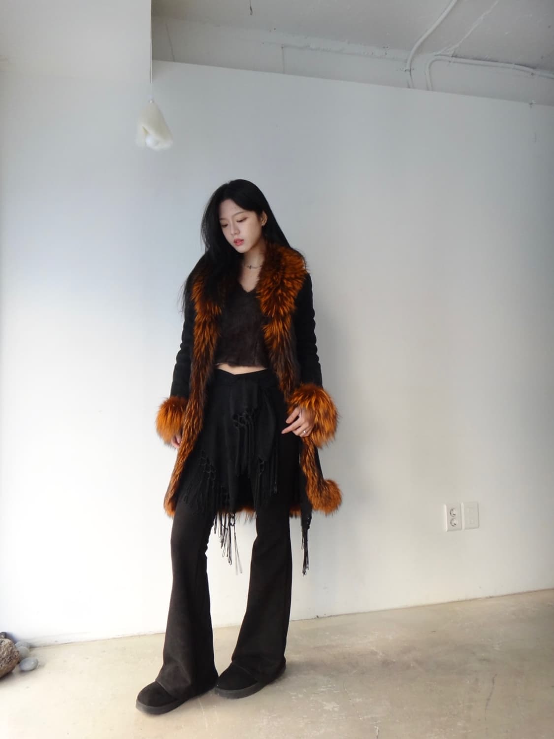 Dark fox fur mustang jacket / black 상품이미지8