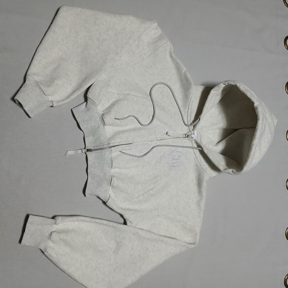 파르티멘토 로고 크롭 우먼 기모 맨투맨 멜란지 후드집업 상품이미지4