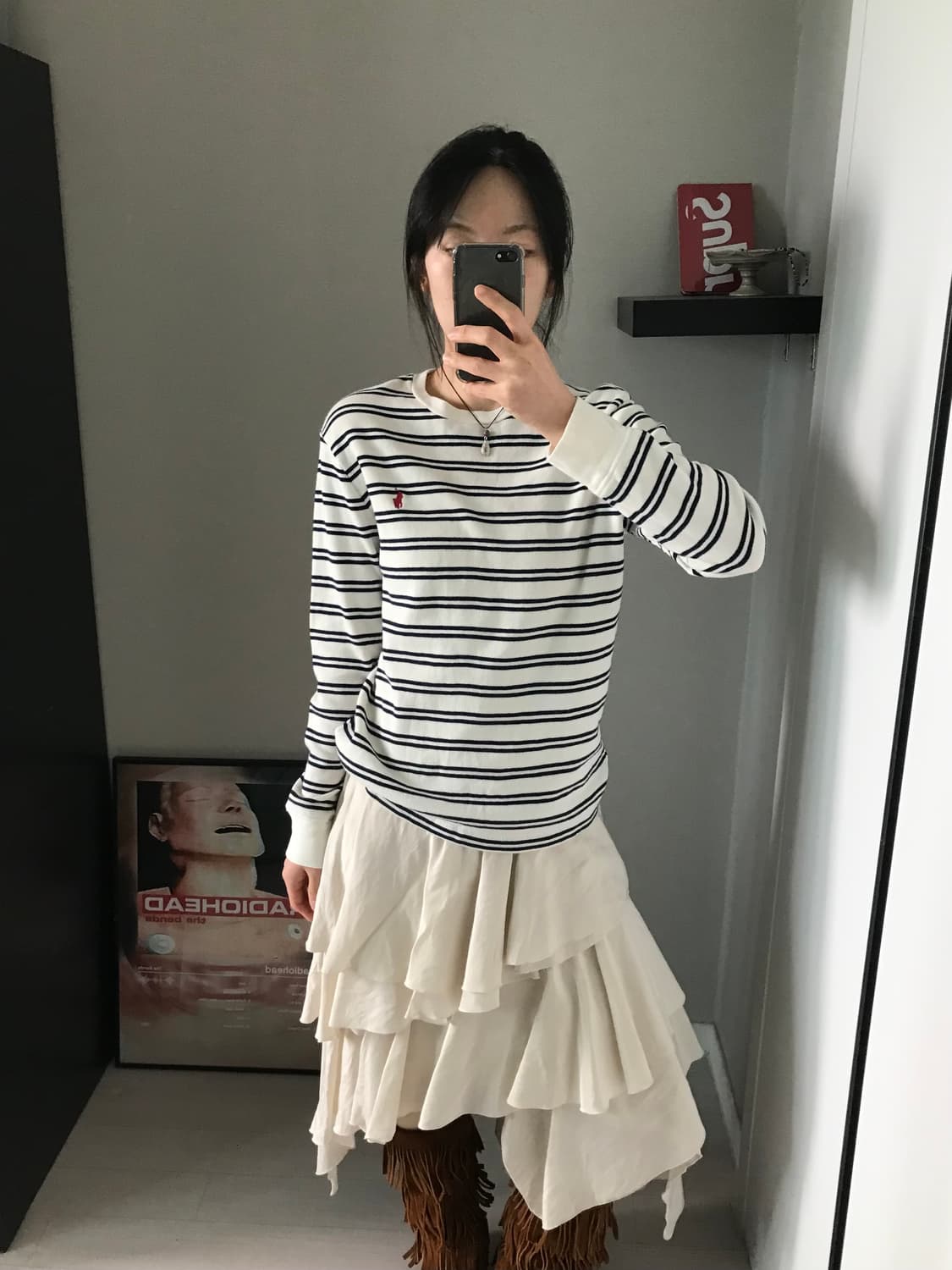 폴로 랄프로렌 포니로고 스트라이프 와플 롱슬리브니트 상품이미지2