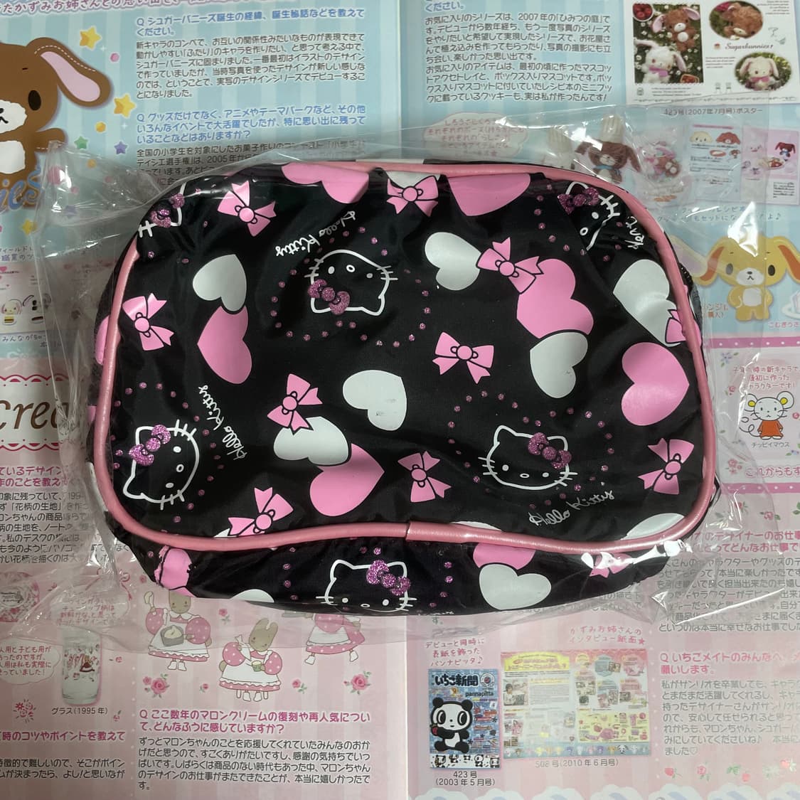 [새상품] 2004년도 고전키티 블랙핑크 리본 파우치 상품이미지3